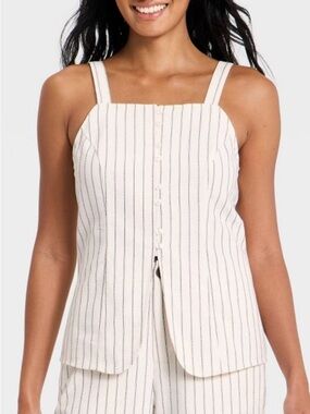 Women's Sleeveless Faux Linen Vest - A New Day